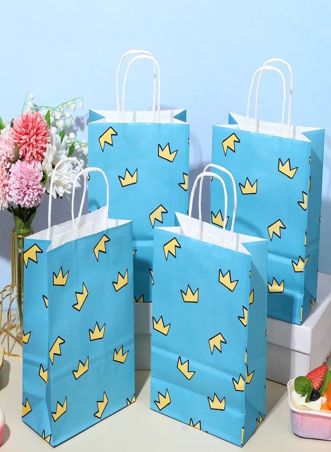 Supervitae 24 Pcs Dog Party Favor Bags with Handles, Blue Comic Goodie Gift Bags with Yellow Crown Pattern for Comic Hero Theme Birthday Party Supplies - Image 3